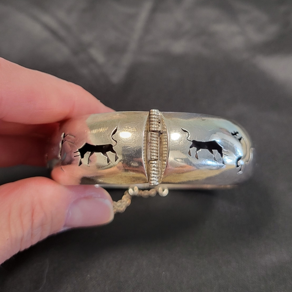 Vintage Mexican sterling silver Picasso bullfight storytelling bracelet EUC! - Picture 3 of 13